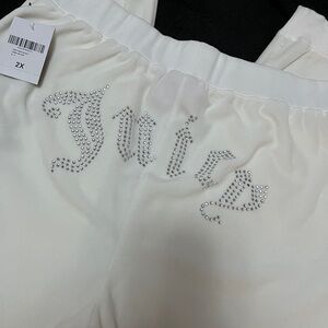 NWT Juicy Couture White Velour Joggers with Rhinestone Detail